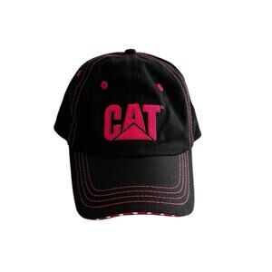Caterpillar CAT Women’s Black Pink Stitching Polka Dot Baseball Cap Hat NWOT
